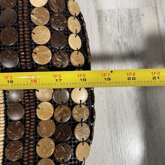 Handmade Coco Bead Shoulder Bag Brown Tan Boho Artsy Eclectic Beachy Resort Wear - Picture 8 of 8